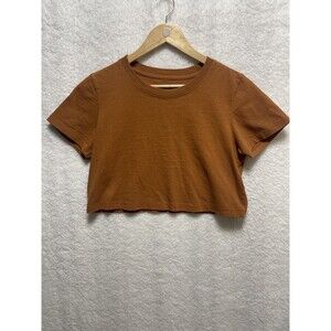 Urban Outfitters Rust Crop Top Minimalist Aesthetic Trendy Size S Short Sleeve